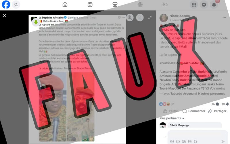 Des affirmations trompeuses sur une prétendue rupture entre le Burkina Faso et le Mali