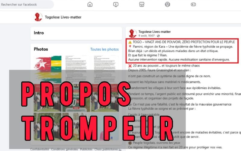 Non : Le gouvernement n’est pas resté inactif face aux cas de fièvre typhoïde à Pamini