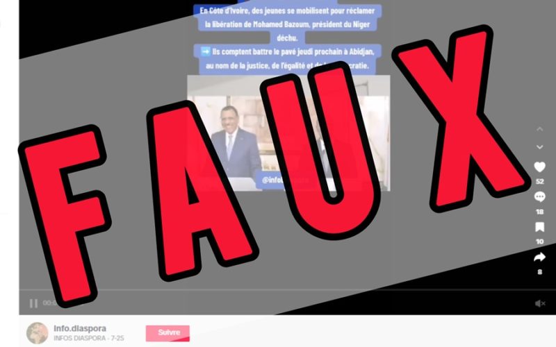 Cette vidéo ne montre pas une manifestation de jeunes en Côte d’Ivoire pour réclamer la libération de Mohamed Bazoum 