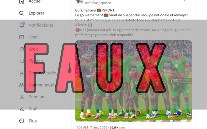 Faux le gouvernement burkinabè n’a pas suspendu l’équipe nationale après sa défaite face à la Côte d’Ivoire à la CAN 2025