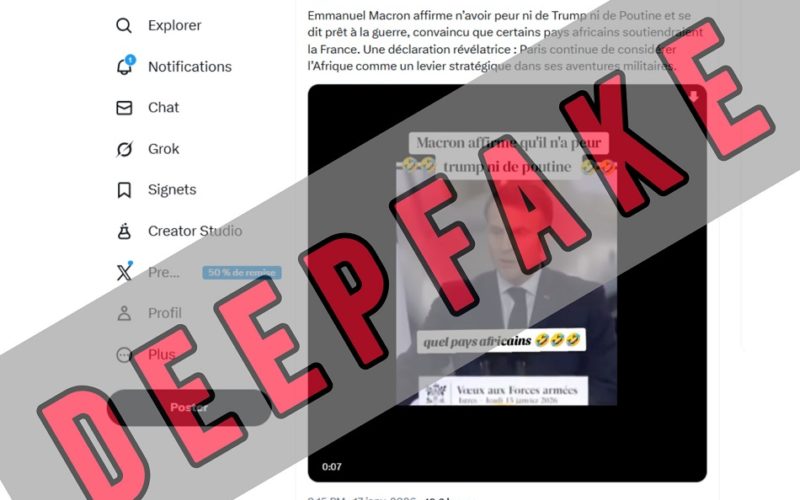 Faux Emmanuel Macron n’a jamais déclaré être prêt à la guerre avec le soutien de pays africains