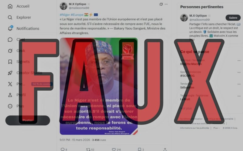 Une fausse déclaration attribuée au ministre des affaires étrangères du Niger sur la coopération avec l’Union Européenne 