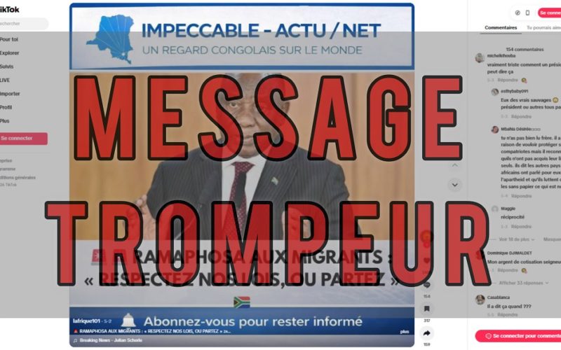 Cette citation attribuée au président Sud Africain Cyril Ramaphosa, est trompeuse