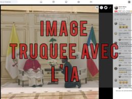 Cette image du président de la Guinée équatoriale, agenouillé devant le pape Léon XIV est truquée par l’IA
