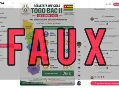 Ce visuel présentant les résultats officiels du BAC II 2026 au Togo est trompeur 