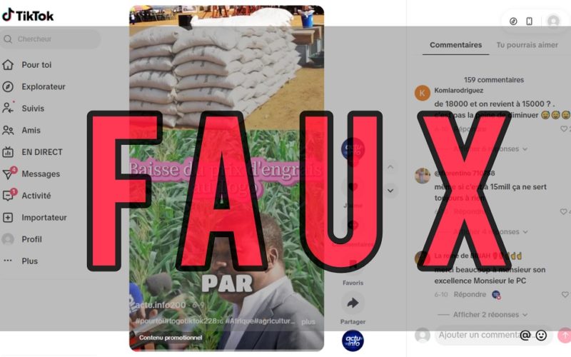 Faux le gouvernement togolais n’a pas ramené le prix du sac d’engrais à 15 000 FCFA