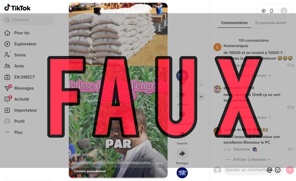 Faux le gouvernement togolais n’a pas ramené le prix du sac d’engrais à 15 000 FCFA