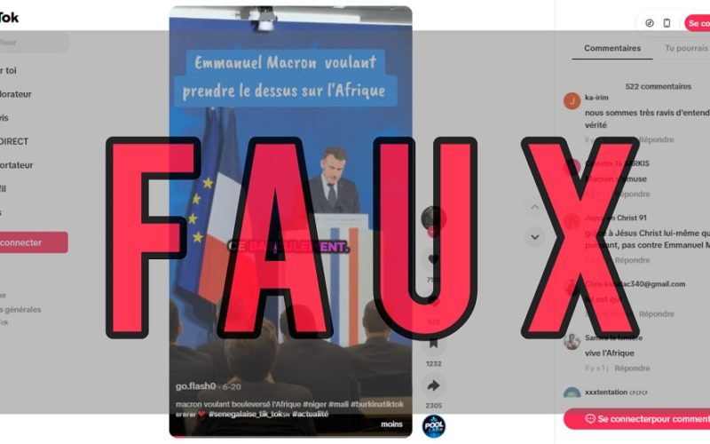 Faux, Emmanuel Macron n’a pas déclaré vouloir décider du destin de l’Afrique.