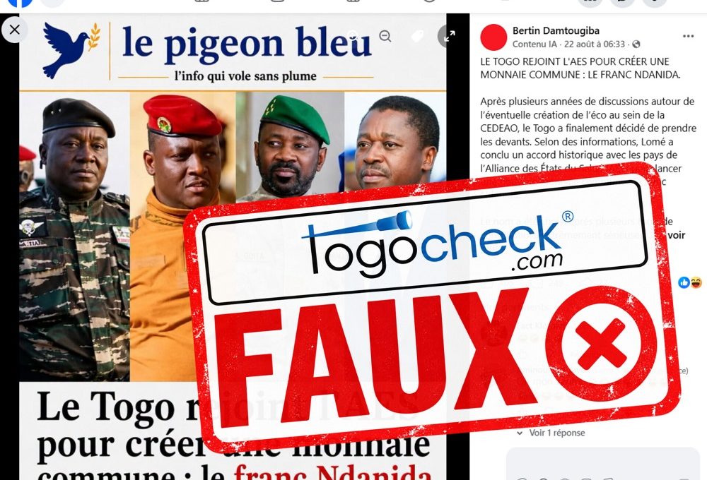 Faux le Togo n’a pas rejoint l’AES pour créer une monnaie appelée « franc Ndanida »