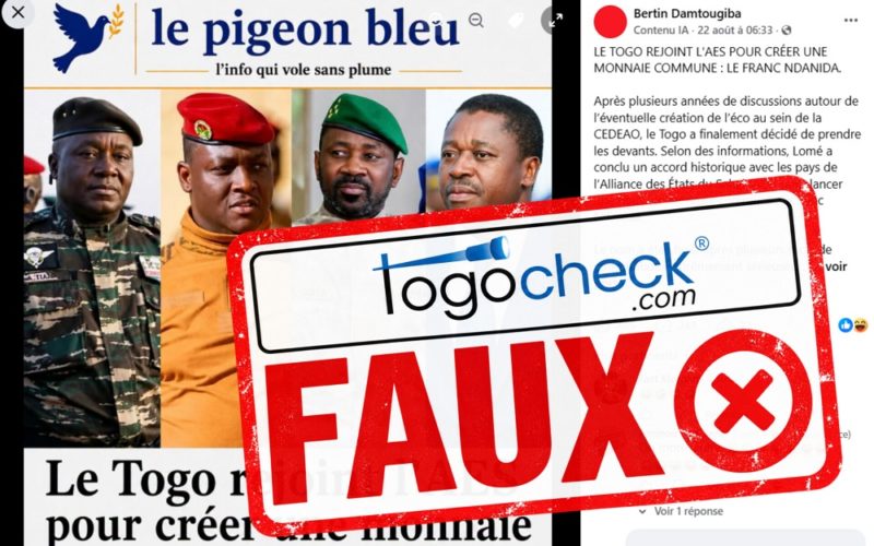 Faux le Togo n’a pas rejoint l’AES pour créer une monnaie appelée « franc Ndanida »